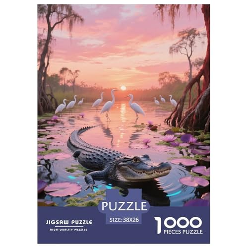 1000 Teile Alligator Puzzle – Für Erwachsene, Anspruchsvolles Spiel, Reiher im Sumpf Puzzles, DekoRatteion, Geschenkideen 38x26cm/1000pcs 1000 Teile Alligator Puzzle – Für Erwachsene, Anspruchsvolles Spiel, Reiher im Sumpf Puzzles, DekoRatteion, Geschenkideen 38x26cm/1000pcs von EMYXPAQM