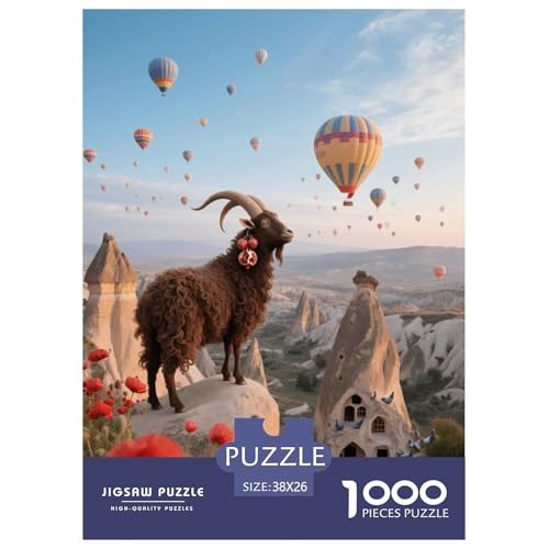 1000 Teile Angora Ziege Puzzle – Für Erwachsene, Herausforderndes Denkspiel, Heißluftballon Puzzle, DekoRatteion, Geschenk Zum Geburtstag 38x26cm/1000pcs von EMYXPAQM