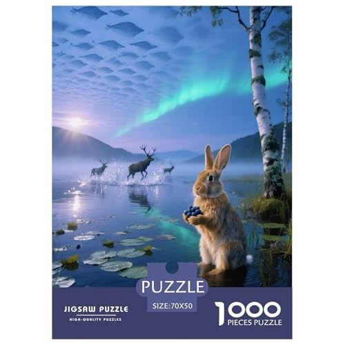 1000 Teile Angorakaninchen Puzzle – Für Erwachsene, Anspruchsvolles Spiel, Elch Puzzle, Wohnkultur, Geschenk Für Erwachsene 70x50cm/1000pcs von EMYXPAQM