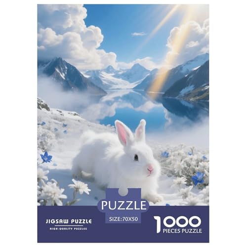 1000 Teile Angorakaninchen Puzzle – Für Erwachsene, Anspruchsvolles Spiel, Schneefeld Puzzles, Wohnkultur, Geschenkideen 70x50cm/1000pcs von EMYXPAQM