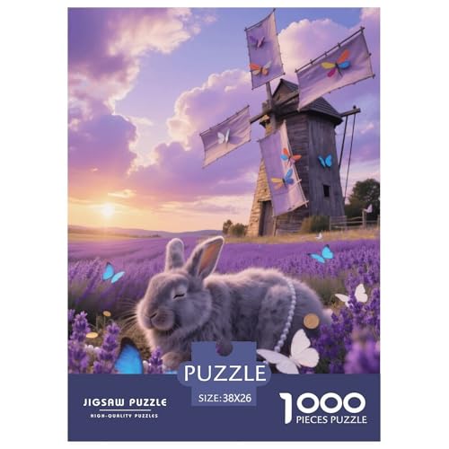 1000 Teile Angorakaninchen Puzzle – Für Erwachsene, Anspruchsvolles Spiel, Windmühle Puzzles, DekoRatteion, Geschenk Für Kinder 38x26cm/1000pcs von EMYXPAQM