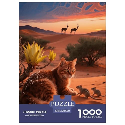 1000 Teile Angorakatze Puzzle Für Jugendliche Und Erwachsene Schwieriges Spiel Angorakatze Wüste Puzzles Aus Karton Wohndekoration Geschenk Für Erwachsene 70x50cm/1000pcs von EMYXPAQM