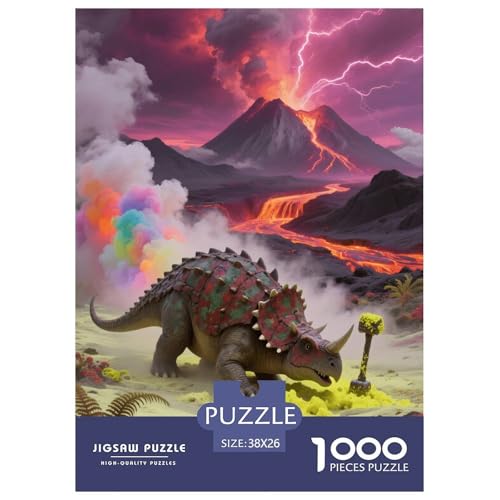 1000 Teile Ankylosaurus Puzzle – Für Erwachsene, Herausforderndes Denkspiel, Vulkanische Ebene Puzzle, DekoRatteion, Geschenk Für Erwachsene 38x26cm/1000pcs von EMYXPAQM