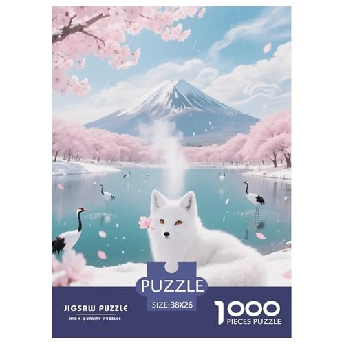 1000 Teile Arctic Fuchs Puzzle – Für Erwachsene, Anspruchsvolles Spiel, Kirschblüte Puzzles, Wohnkultur, Geschenkideen 38x26cm/1000pcs von EMYXPAQM