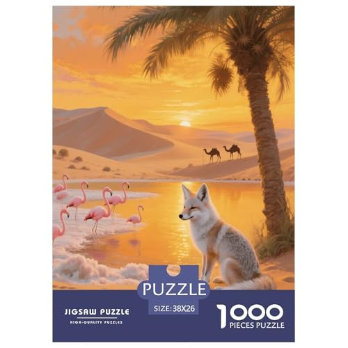 1000 Teile Arctic Fuchs Puzzle – Für Erwachsene, Herausforderndes Denkspiel, Wüste Oasis Puzzle, DekoRatteion, Geschenk Zum Geburtstag 38x26cm/1000pcs von EMYXPAQM