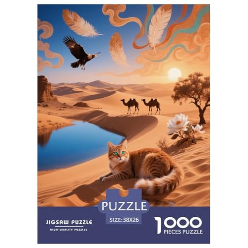 1000 Teile Asian Puzzle – Für Erwachsene, Familienspaß & Lernspielzeug, Katze Wüste Puzzles, Wohnkultur, Geschenk Zum Geburtstag 38x26cm/1000pcs von EMYXPAQM