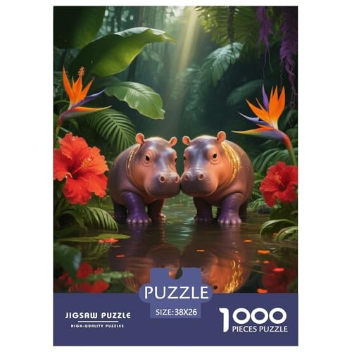 1000 Teile Baby Flusspferd Puzzle – Für Erwachsene, Herausforderndes Knobelspiel, Regenwaldblumen Puzzle, Wohnkultur, Einzigartiges Geschenk 38x26cm/1000pcs 1000 Teile Baby Flusspferd Puzzle – Für Erwachsene, Herausforderndes Knobelspiel, Regenwaldblumen Puzzle, Wohnkultur, Einzigartiges Geschenk 38x26cm/1000pcs von EMYXPAQM