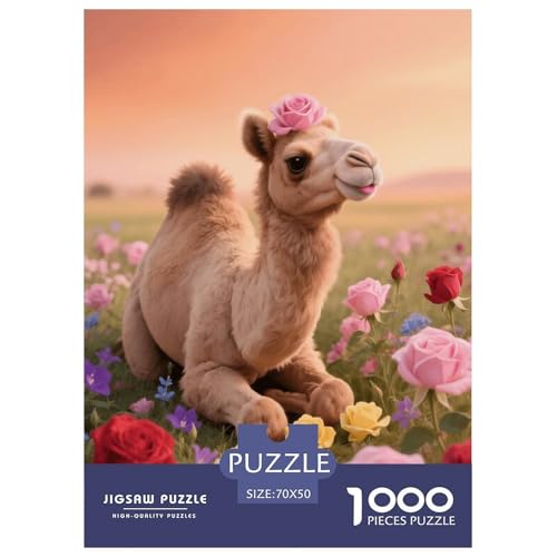 1000 Teile Baby Kamel Puzzle – Für Erwachsene, Herausforderndes Knobelspiel, Graslandblumen Puzzles, Dekoration, Geschenk Für Kinder 70x50cm/1000pcs von EMYXPAQM