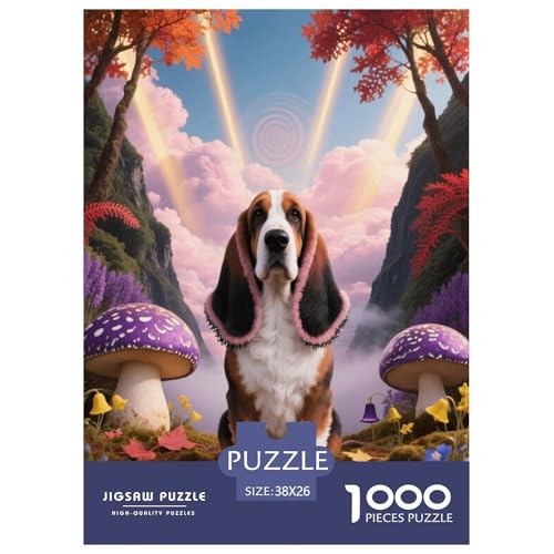 1000 Teile Basset Hound Puzzle Für Jugendliche Und Erwachsene Entspannung Spiel Hund Seltsames Tal Puzzle Aus Karton Wohndekoration Geschenkideen 38x26cm/1000pcs von EMYXPAQM