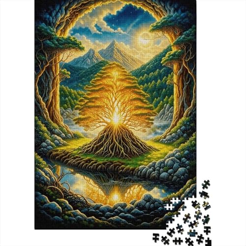 1000 Teile Baum Puzzle Für Erwachsene Und Kinder Holzpuzzle Familien Spiel Baum des Lebens Berge Puzzles Wohndekoration Geschenk Zu Weihnachten 1000pcs (75x50cm) von EMYXPAQM