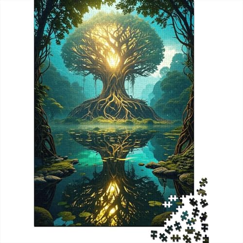 1000 Teile Baum Puzzle Für Erwachsene Und Kinder Holzpuzzle Puzzlespiel Kreativspiel Baum des Lebens Mystischer Wald Puzzles Wohndekoration Unique Gift 1000pcs (75x50cm) von EMYXPAQM