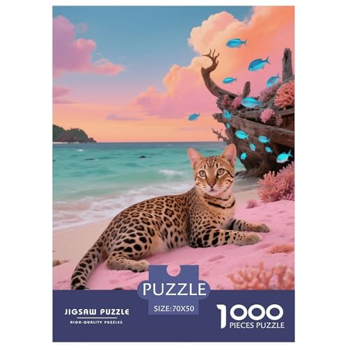 1000 Teile Bengal Puzzle – Für Erwachsene, Familienspaß & Lernspielzeug, Katze Küste Puzzles, Wohnkultur, Geschenkideen 70x50cm/1000pcs von EMYXPAQM