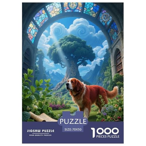 1000 Teile Bernhardiner Puzzle – Für Erwachsene, Familienspaß & Lernspielzeug, Hund Pflanze Großer Baum Puzzles, Wohnkultur, Geschenk Für Kinder 70x50cm/1000pcs von EMYXPAQM