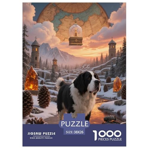 1000 Teile Bernhardiner Puzzle – Für Erwachsene, Familienspaß & Lernspielzeug, Hund Schneeberg Puzzle, Dekoration, Geschenk Zum Geburtstag 38x26cm/1000pcs von EMYXPAQM