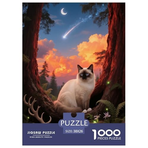 1000 Teile Birman Katze Puzzle – Für Erwachsene, Anspruchsvolles Spiel, Wald Puzzles, DekoRatteion, Geschenk Für Erwachsene 38x26cm/1000pcs von EMYXPAQM