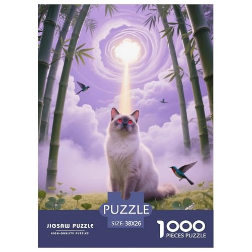 1000 Teile Birman Katze Puzzle – Für Erwachsene, Herausforderndes Denkspiel, Bamboo Wald Puzzle, DekoRatteion, Geschenk Für Kinder 38x26cm/1000pcs von EMYXPAQM