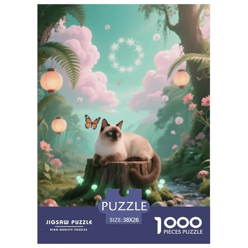 1000 Teile Birman Katze Puzzle – Für Erwachsene, Herausforderndes Denkspiel, Wald Puzzle, DekoRatteion, Geschenkideen 38x26cm/1000pcs von EMYXPAQM
