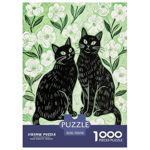 1000 Teile Black Katzes Puzzle Für Erwachsene Und Kinder Herausforderung Spiel Zwei Schwarze Katzen Kleeblatt Puzzle Aus Karton Wohndekoration Einzigartiges Geschenk 70x50cm/1000pcs von EMYXPAQM