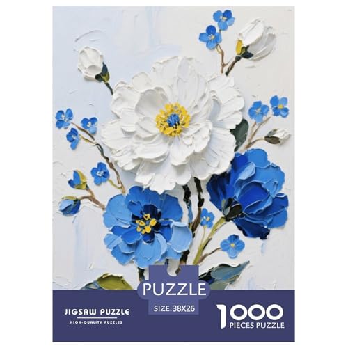 1000 Teile Blumen Puzzle Für Erwachsene Und Kinder Herausforderung Spiel 3D Weiße Blumen Puzzles Aus Karton Wohndekoration Geschenk Zum Geburtstag 38x26cm/1000pcs von EMYXPAQM