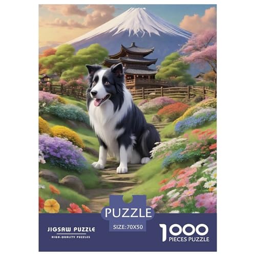 1000 Teile Border Collie Puzzle – Für Erwachsene, Herausforderndes Knobelspiel, Garten Schneebedeckter Berg Puzzles, Wohnkultur, Geschenkideen 70x50cm/1000pcs von EMYXPAQM