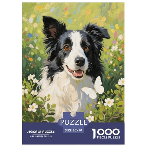 1000 Teile Border Collie Puzzle Für Jugendliche Und Erwachsene Pädagogisches Spiel Border Collie Blumen Puzzles Aus Karton Wohndekoration Unique Gift 70x50cm/1000pcs von EMYXPAQM