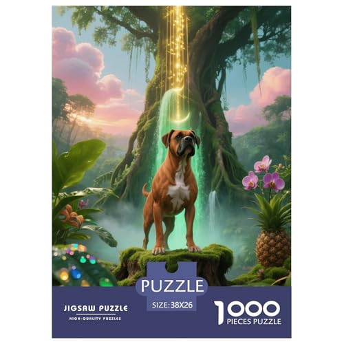 1000 Teile Boxer Puzzle – Für Erwachsene, Familienspaß & Lernspielzeug, Hund Tropischer Dschungel Puzzles, Dekoration, Geschenk Zum Geburtstag 38x26cm/1000pcs von EMYXPAQM