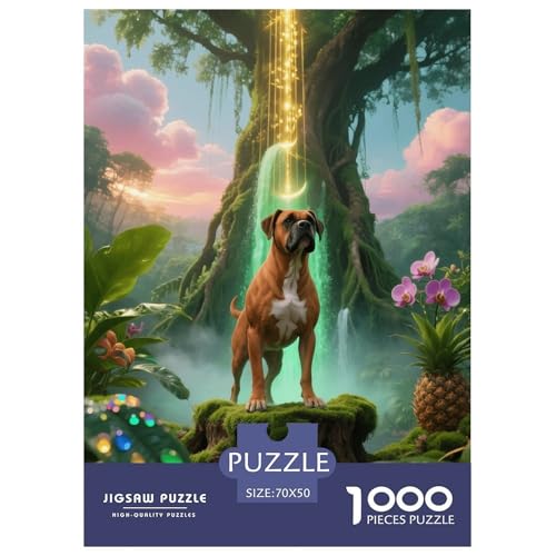 1000 Teile Boxer Puzzle – Für Erwachsene, Familienspaß & Lernspielzeug, Hund Tropischer Dschungel Puzzles, Wohnkultur, Geschenk Zum Geburtstag 70x50cm/1000pcs von EMYXPAQM
