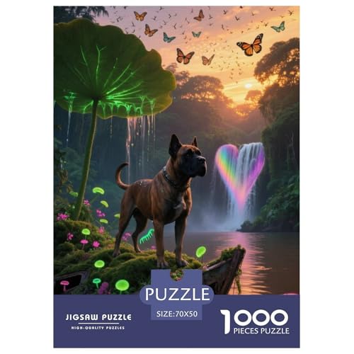 1000 Teile Boxer Puzzle – Für Erwachsene, Familienspaß & Lernspielzeug, Hund Tropischer Regenwald Puzzle, Dekoration, Einzigartiges Geschenk 70x50cm/1000pcs von EMYXPAQM