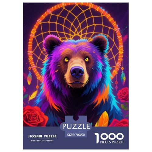 1000 Teile Braunbär Puzzle Für Jugendliche Und Erwachsene Entspannung Spiel Braunbär Rose Puzzles Aus Karton Wohndekoration Geschenk Für Erwachsene 70x50cm/1000pcs von EMYXPAQM