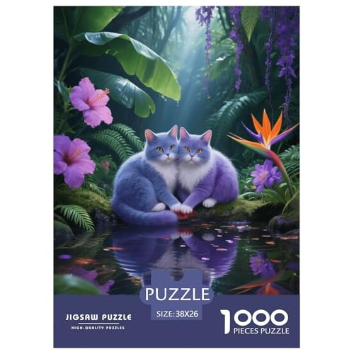 1000 Teile Britisch Blaue Katze Puzzle – Für Erwachsene, Herausforderndes Knobelspiel, Regenwald Wasserloch Puzzle, Wohnkultur, Geschenk Für Erwachsene 38x26cm/1000pcs von EMYXPAQM