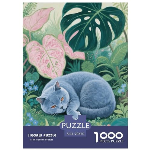 1000 Teile Britisch Kurzhaar Puzzle Für Erwachsene Und Kinder Geschicklichkeitsspiel Katzen Pflanzen Puzzle Aus Karton Wohndekoration Geschenk Zum Geburtstag 70x50cm/1000pcs von EMYXPAQM