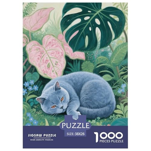 1000 Teile Britisch Kurzhaar Puzzle Für Erwachsene Und Kinder Geschicklichkeitsspiel Katzen Pflanzen Puzzles Aus Karton Wohndekoration Geschenk Für Erwachsene 38x26cm/1000pcs von EMYXPAQM