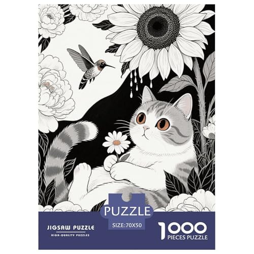 1000 Teile Britisch Kurzhaar Puzzle Für Erwachsene Und Kinder Geschicklichkeitsspiel Katzenblumen Puzzle Aus Karton Wohndekoration Geschenkideen 70x50cm/1000pcs von EMYXPAQM