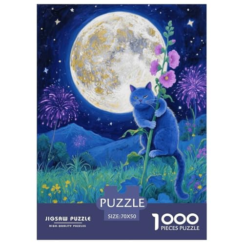 1000 Teile Britisch Kurzhaar Puzzle Für Erwachsene Und Kinder Geschicklichkeitsspiel Katzenpflanzen Vollmond Puzzles Aus Karton Wohndekoration Unique Gift 70x50cm/1000pcs von EMYXPAQM