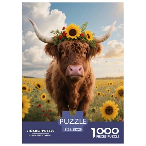 1000 Teile Brown Highland Rind Puzzle – Für Erwachsene, Herausforderndes Knobelspiel, Sonnenblumenfeld Puzzles, Dekoration, Einzigartiges Geschenk 38x26cm/1000pcs 1000 Teile Brown Highland Rind Puzzle – Für Erwachsene, Herausforderndes Knobelspiel, Sonnenblumenfeld Puzzles, Dekoration, Einzigartiges Geschenk 38x26cm/1000pcs von EMYXPAQM