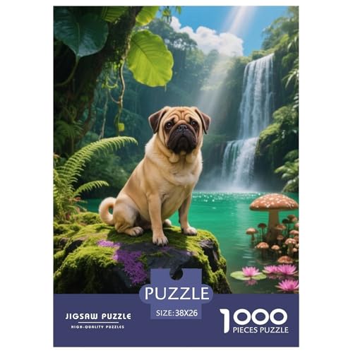 1000 Teile Bulldogge Puzzle – Für Erwachsene, Familienspaß & Lernspielzeug, Bulldoggege Regenwald Pool Puzzles, Dekoration, Geschenk Für Kinder 38x26cm/1000pcs von EMYXPAQM