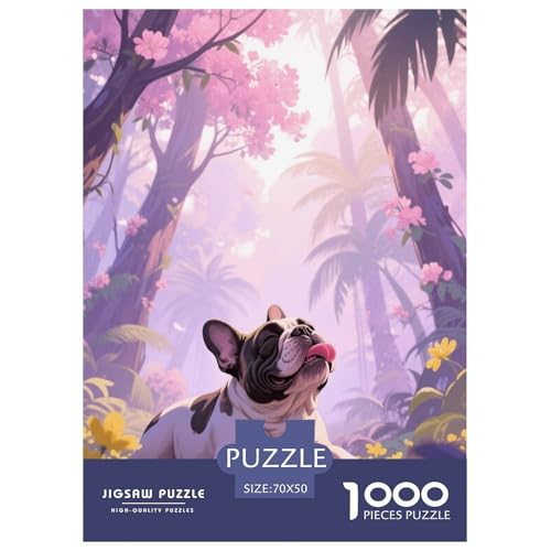 1000 Teile Bulldogge Puzzle Für Erwachsene Und Kinder Geschicklichkeitsspiel Bulldoggege Dschungel Puzzles Aus Karton Wohndekoration Geschenk Zum Geburtstag 70x50cm/1000pcs von EMYXPAQM