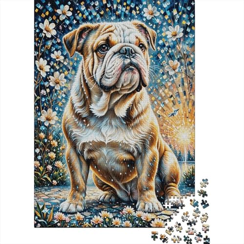 1000 Teile Bulldogge Puzzle Für Erwachsene Und Kinder Holzpuzzle Familien Spiel Bulldoggege Blumen Puzzles Wohndekoration Geschenk Für Kinder 1000pcs (75x50cm) von EMYXPAQM