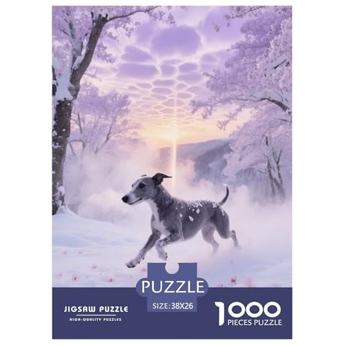 1000 Teile Bullterrier Puzzle – Für Erwachsene, Familienspaß & Lernspielzeug, Hund Schneefeld Puzzles, Dekoration, Geschenk Für Kinder 38x26cm/1000pcs von EMYXPAQM
