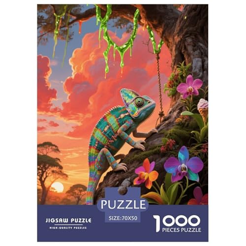 1000 Teile Chamäleon Puzzle – Für Erwachsene, Anspruchsvolles Spiel, Wald Puzzles, DekoRatteion, Geschenkideen 70x50cm/1000pcs von EMYXPAQM