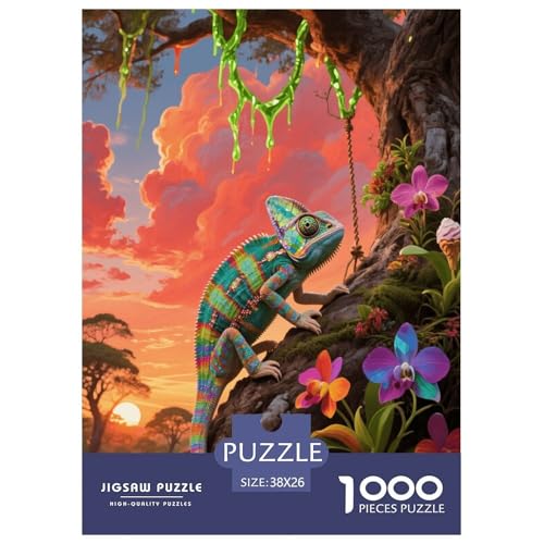1000 Teile Chamäleon Puzzle – Für Erwachsene, Anspruchsvolles Spiel, Wald Puzzles, Wohnkultur, Geschenk Für Kinder 38x26cm/1000pcs von EMYXPAQM