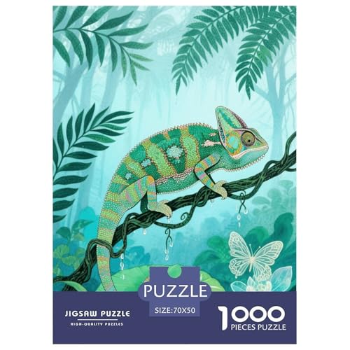 1000 Teile Chamäleon Puzzle Für Erwachsene Und Kinder Geschicklichkeitsspiel Chamäleon Regenwald Puzzle Aus Karton Wohndekoration Unique Gift 70x50cm/1000pcs von EMYXPAQM