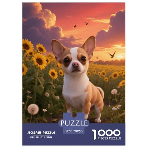 1000 Teile Chihuahua Puzzle – Für Erwachsene, Familienspaß & Gemeinsames Spiel, Sonnenblumengarten Puzzles, Wohnkultur, Einzigartiges Geschenk 70x50cm/1000pcs von EMYXPAQM