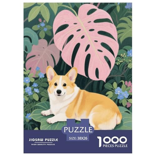 1000 Teile Corgi Puzzle Für Erwachsene Und Kinder Geschicklichkeitsspiel Corgi Pflanzen Puzzle Aus Karton Wohndekoration Geschenk Für Kinder 38x26cm/1000pcs von EMYXPAQM