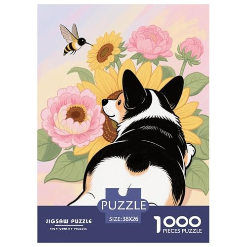 1000 Teile Corgi Puzzle Für Jugendliche Und Erwachsene Pädagogisches Spiel Corgi Blumen Puzzles Aus Karton Wohndekoration Geschenk Für Erwachsene 38x26cm/1000pcs von EMYXPAQM