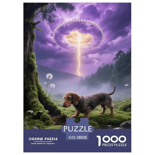 1000 Teile Dackel Puzzle – Für Erwachsene, Familienspaß & Lernspielzeug, Hund Bunte Wolke Puzzles, Dekoration, Geschenk Für Kinder 38x26cm/1000pcs von EMYXPAQM