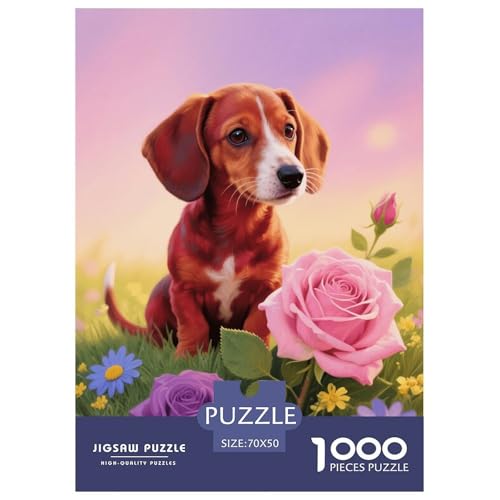 1000 Teile Dackel Puzzle – Für Erwachsene, Herausforderndes Knobelspiel, Blumenwiese Puzzles, Wohnkultur, Geschenk Zum Geburtstag 70x50cm/1000pcs 1000 Teile Dackel Puzzle – Für Erwachsene, Herausforderndes Knobelspiel, Blumenwiese Puzzles, Wohnkultur, Geschenk Zum Geburtstag 70x50cm/1000pcs von EMYXPAQM