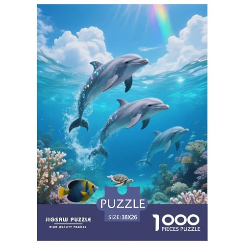 1000 Teile Delfin Puzzle – Für Erwachsene, Anspruchsvolles Spiel, Korallenatoll Puzzles, DekoRatteion, Geschenk Für Erwachsene 38x26cm/1000pcs von EMYXPAQM