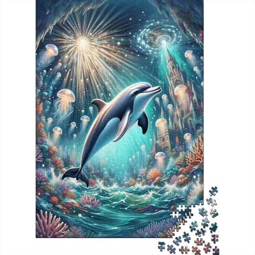 1000 Teile Delfin Puzzle Für Erwachsene Und Kinder Holzpuzzle Familien Spiel Delfin Quallenburg Puzzle Wohndekoration Geschenk Für Kinder 1000pcs (75x50cm) von EMYXPAQM