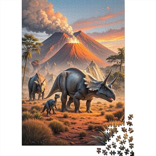 1000 Teile Dinosaurier Puzzle Für Erwachsene Und Kinder Holzpuzzle Puzzlespiel Kreativspiel Dinosaurierier Familie Vulkan Puzzles Wohndekoration Einzigartiges Geschenk 1000pcs (75x50cm) von EMYXPAQM